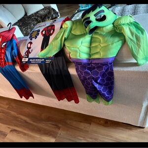 Kids lot of 3 Costumes - Hulk, Spiderman, Miles